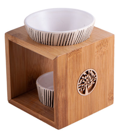 Aroma- & Räuchergefäß Yggdrasil aus Bambus/Keramik H: 11 cm, B: 9,5 cm