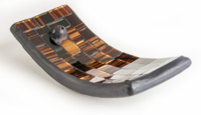 Schiffchenhalter - Terrakotta-Stäbchenhalter mit Glasmosaik L: 15,5 cm