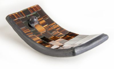Schiffchenhalter - Terrakotta-Stäbchenhalter mit Glasmosaik L: 15,5 cm