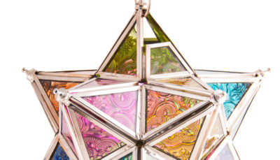 Edler Glücksstern mit Kette - Orientalisches Licht mit Buntglas - 60 cm, H: 18 cm