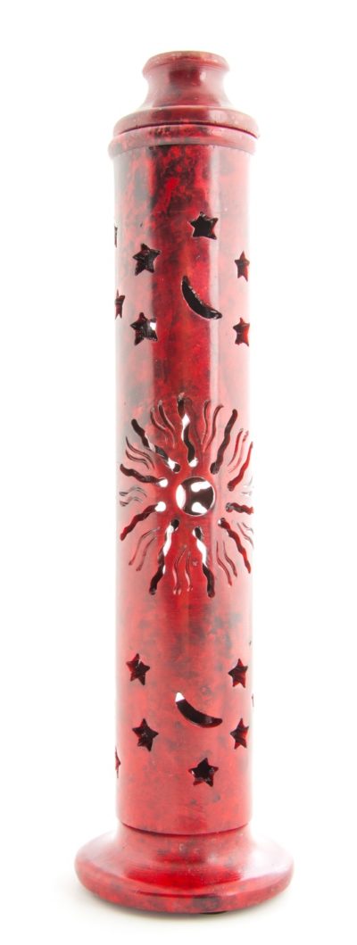 Mystische Sonne, Mond &- Sterne Räuchersäule aus Speckstein Höhe ca. 29 cm