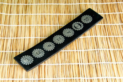 Schiffchenhalter - Specksteinhalter mit Chakra Gravur L: 25 cm, B: 5 cm