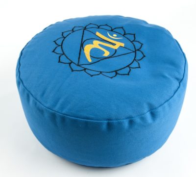 Chakra Meditationskissen -  Kehlchakra Ø 36 cm, Höhe 15 cm